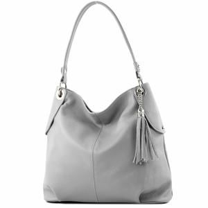 Leather Hobo Handbag, Midnht Blue, Tassel, Spacious Main Compartment With :D